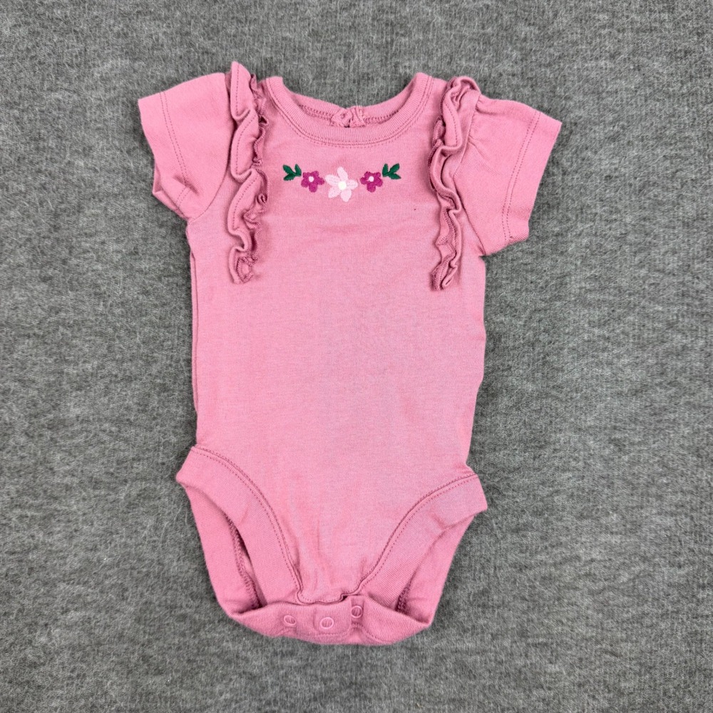 Bundles‎ Baby Place Bodysuit Baby 0-3m Pink Ruffle Floral Embroidered Short